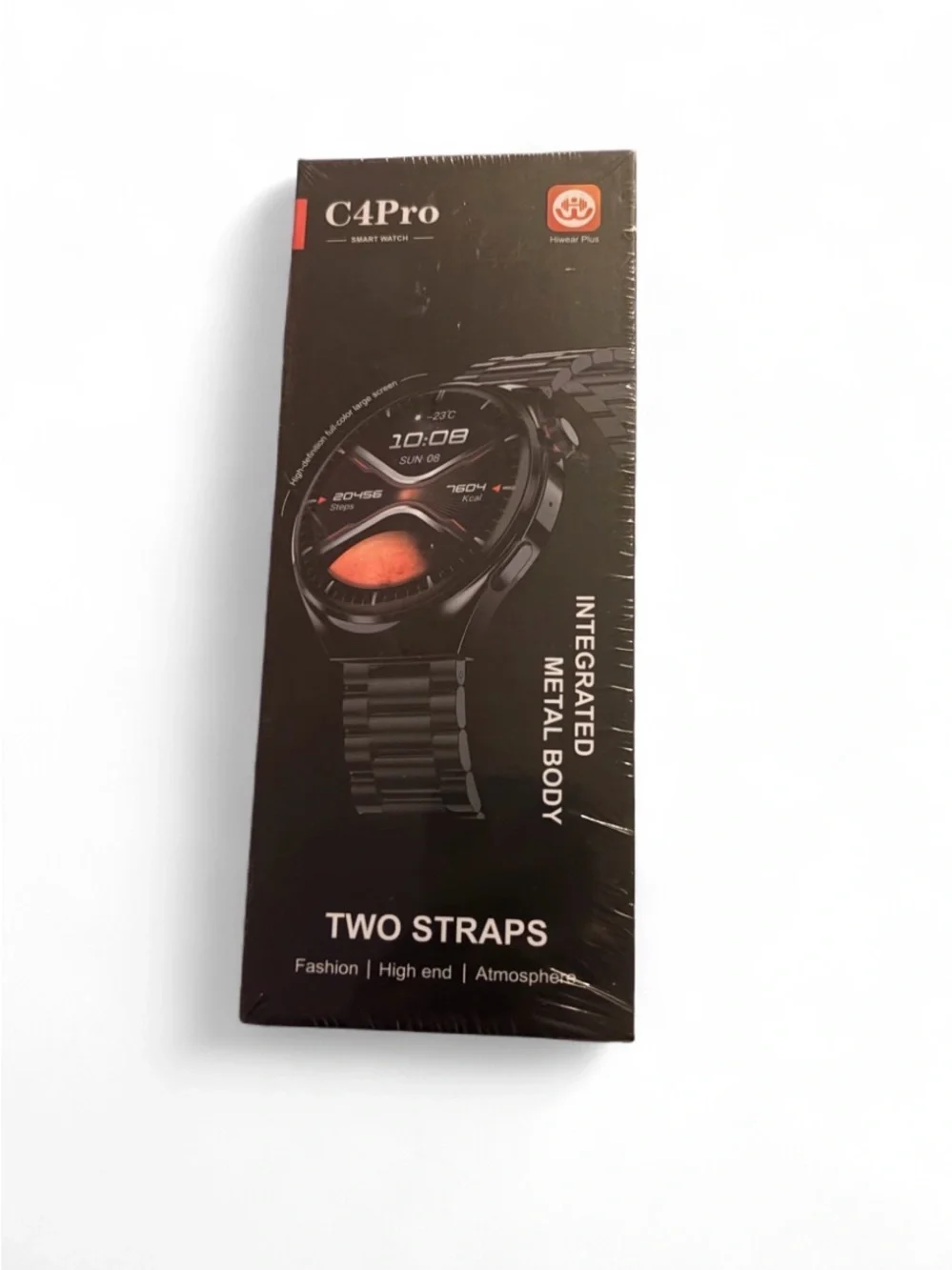Black Smartwatch with Metal Body and Dual Straps